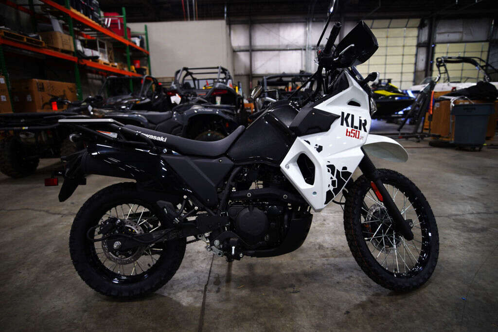 2025 Kawasaki KLR®650 Pearl Crystal White/Metallic Carbon Gray