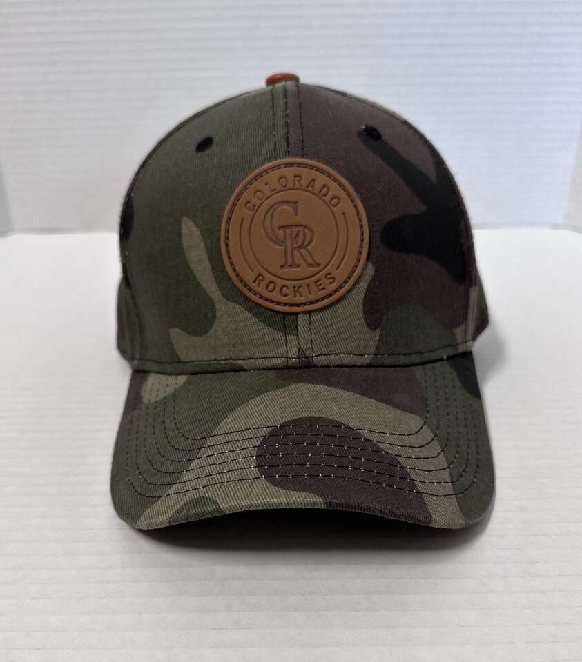 Colorado Rockies Camouflage Leather Strapback Hat