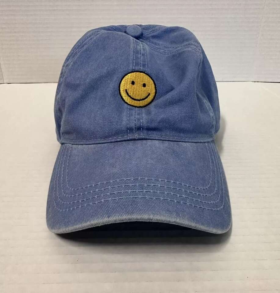 David & Young Blue Smiley Face Adjustable Hat