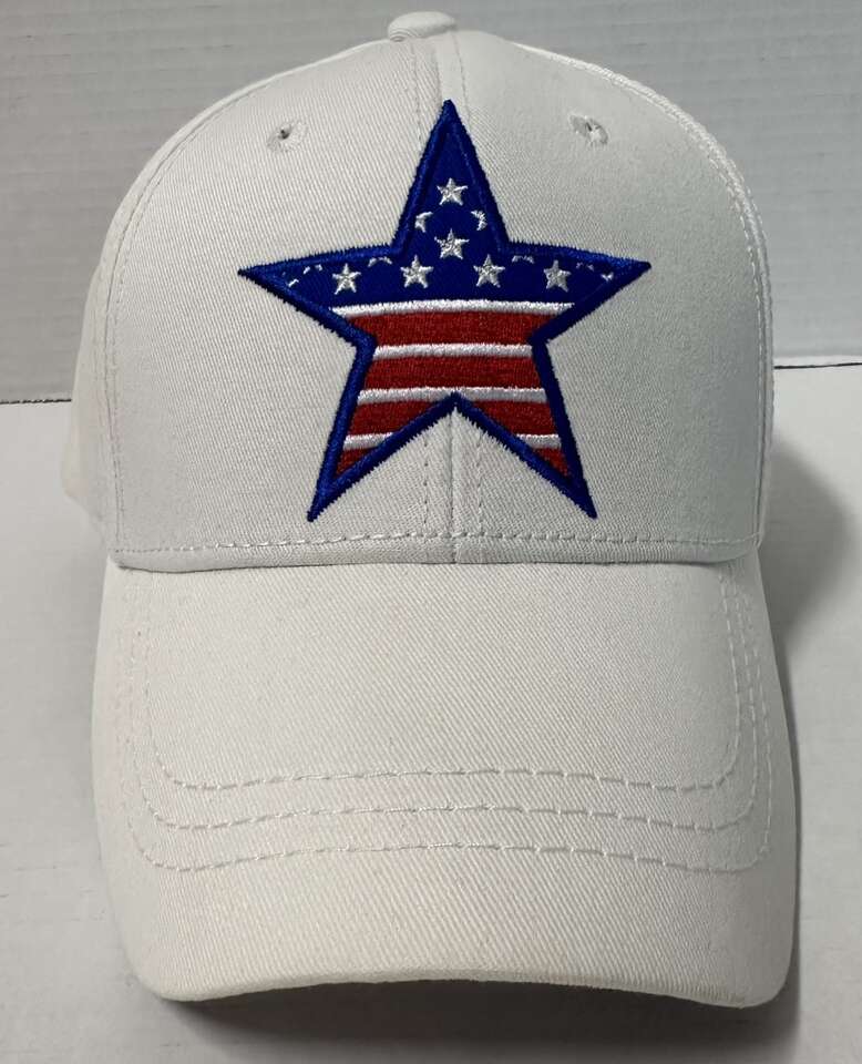 White American Flag Patriotic Star Adjustable Hat