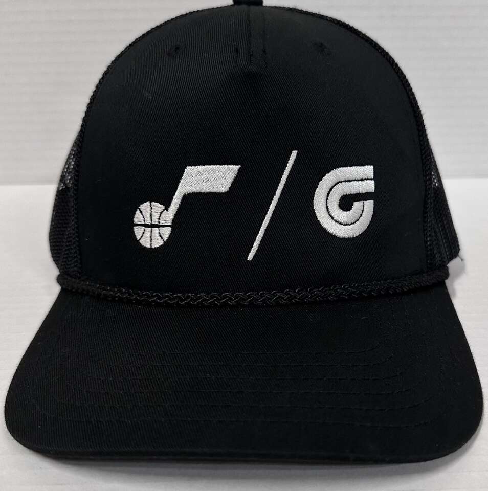 Black Utah Jazz Rope Trucker Hat