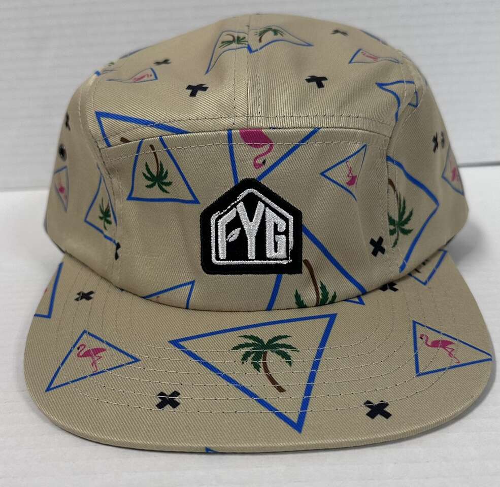 FYG Palm Tree Leather Strapback Adjustable Hat