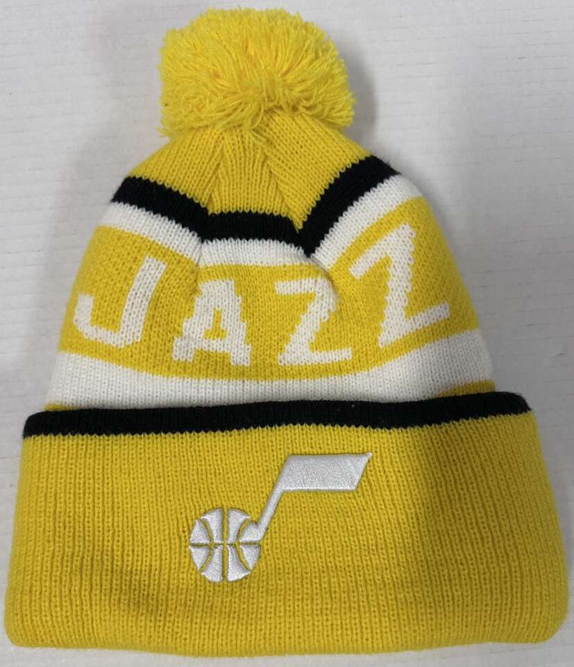 Bumblebee Utah Jazz Cuffed Pom Beanie
