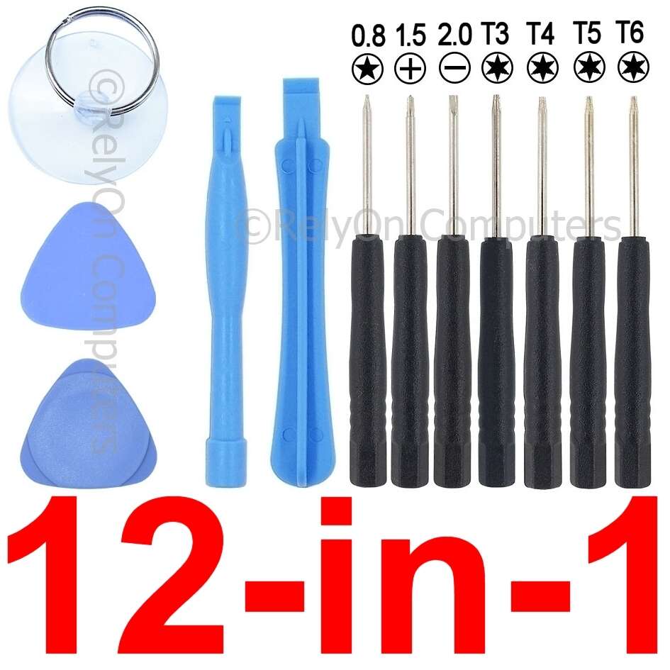 12-in-1 Universal Tool Kit for tablet repair - screwdrivers T6 T5 T4 T3 Torx, more