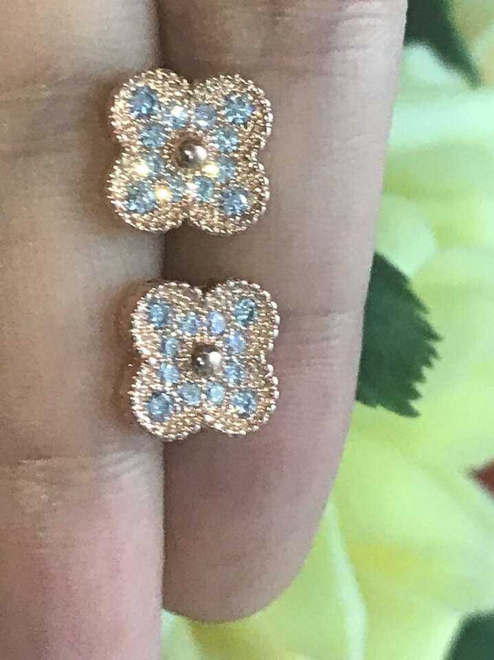 Van Cleef Style Sterling Silver GD Clover Earrings