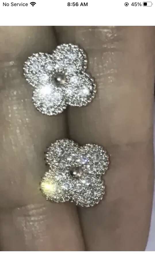 Rare Van Cleef Style Silver Clover Earrings