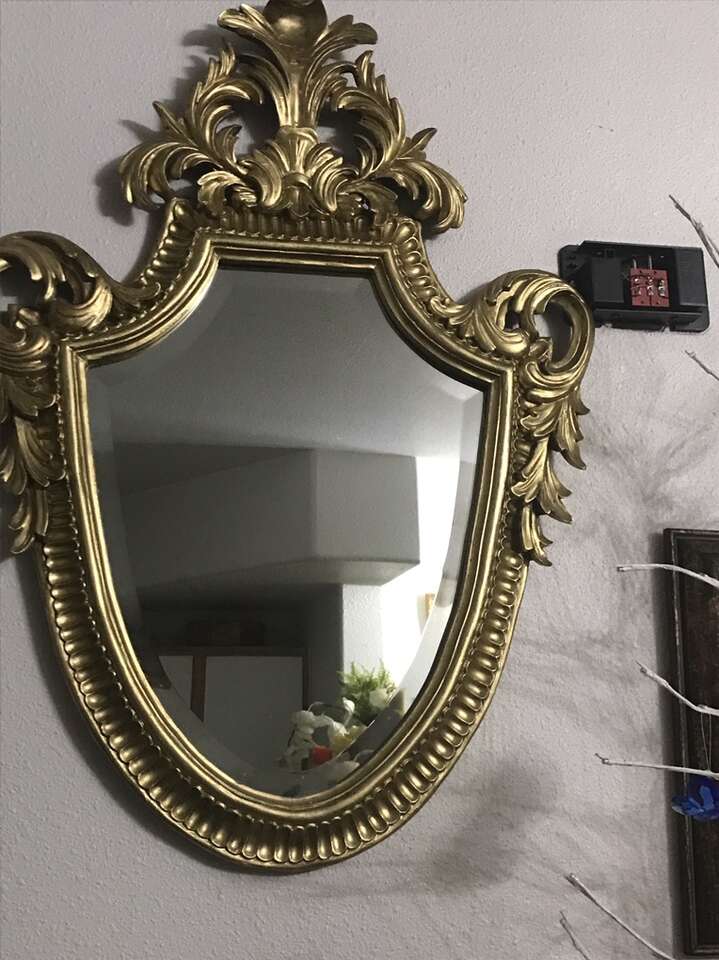 $4098 John Richard Gold Hand Formed Fleur Mirror