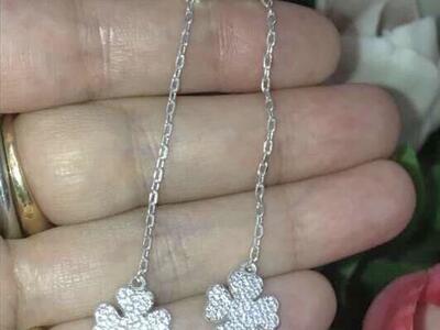 Chanel Authentic Clover Sterling Silver Earrings