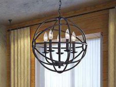 NEW 5 LIGHT RUBBED OIL ORB CHANDELIER