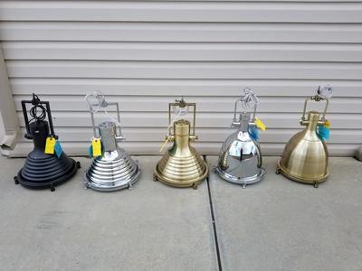 NEW LARGE METAL INDUSTRIAL PENDANTS LIGHTS (LOTS AVAILABLE) RETAILS; $237.99 EACH