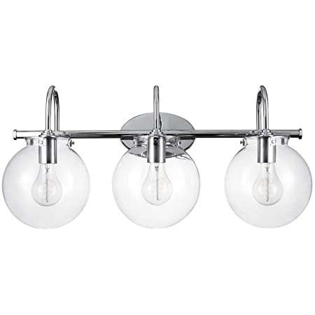 NEW 3 LIGHT CLEAR GLASS CHROME VANITY LIGHT