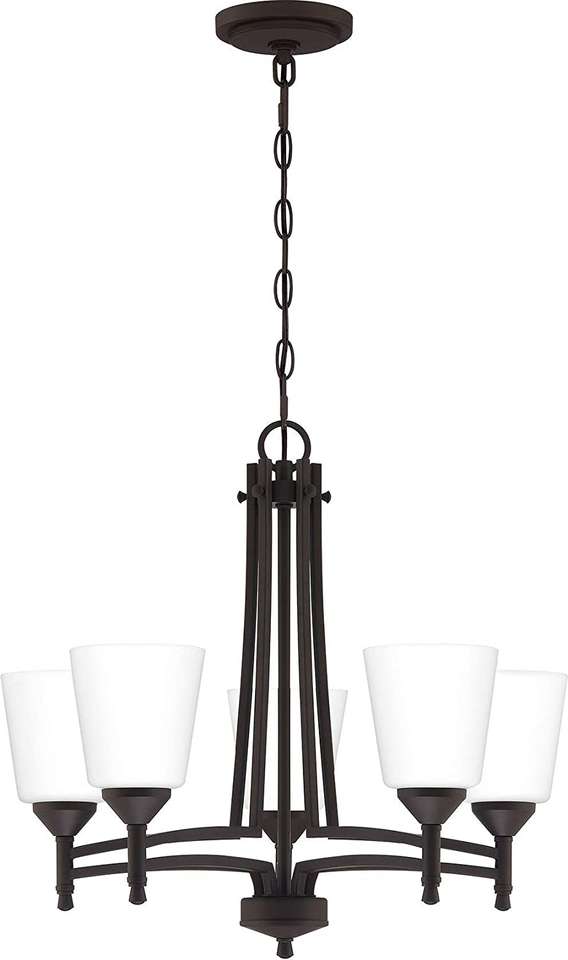NEW QUOIZEL BILLINGSLEY 5 LIGHT BRONZE CHANDELIER (RETAILS: $329.99)