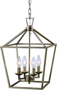 NEW 4 LIGHT BRUSHED NICKEL LANTERN CHANDELIER