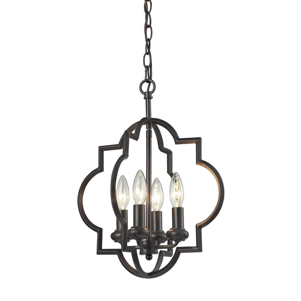 NEW ELK LIGHTING CHANDETTE 4 LIGHT RUBBED OIL CHANDELIER (RETAILS: $302)