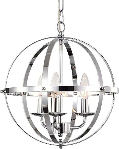 NEW CHROME 3 LIGHT ROUND CHANDELIER