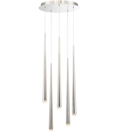 NEW MODERN FORMS CASCADE POLISHED NICKEL LED 5 LIGHT CHANDELIER (RETAILS: $1369)