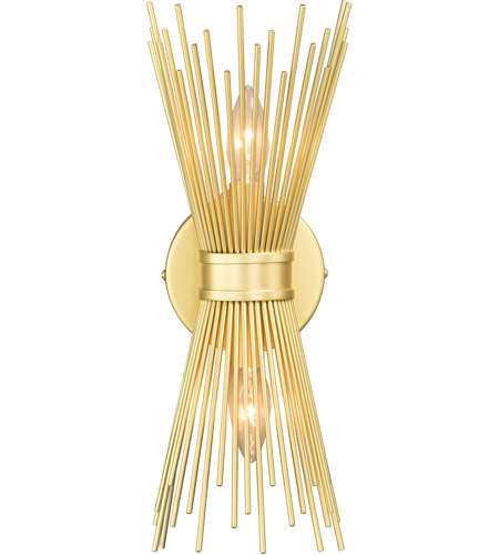 NEW VAXCEL NIKKO SUNBURST 2 LIGHT GOLD WALL SCONCE (2 AVAILABLE) - RETAILS: $229.99 EACH