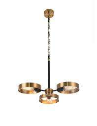 NEW WRENLY 3 LIGHT BRUSHED GOLD / BLACK CHANDELIER (RETAIL: $343.99)