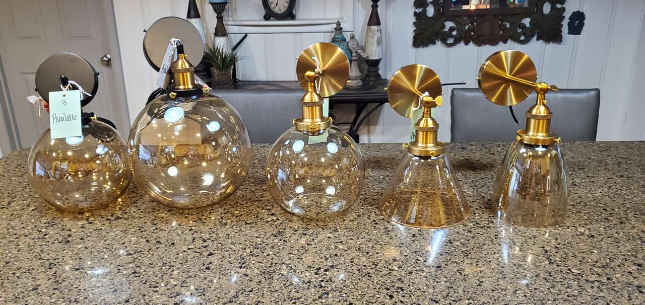 NEW TINTED GLASS PENDANT AND WALL SCONCE LIGHTS ( 5 DIFFERENT STYLES)