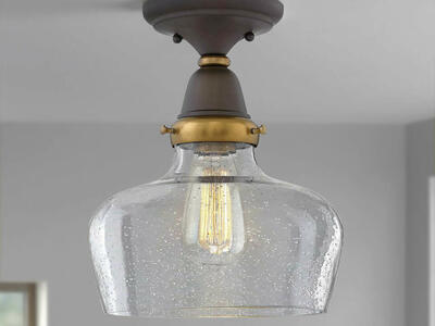 NEW HINKLEY ACADAMY BRONZE / GOLD SEMI FLUSH CHANDELIER LIGHT (RETAILS: $189)