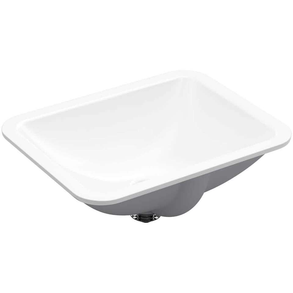 NEW KOHLER UNDERMOUNT WHITE CAXTON RECTANGULAR SINK WITH OVERFLOW (RETAILS; $129.00)
