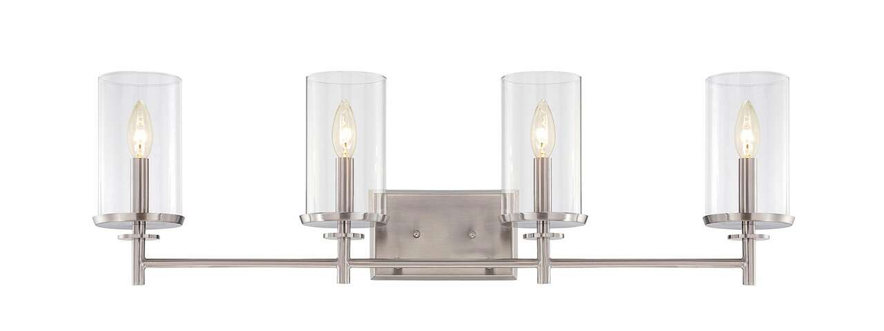 NEW 4 LIGHT BRUSHED NICKEL 4 LIGHT VANITY LIGHT
