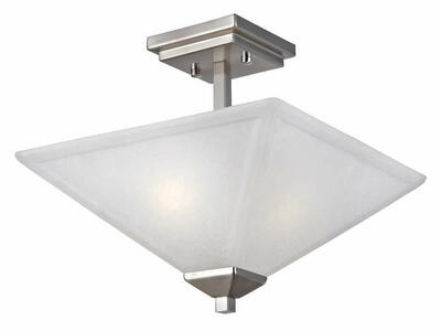 NEW BRUSHED NICKEL 2 LIGHT SQUARE SEMI FLUSH CHANDELIER (10 AVAILABLE)