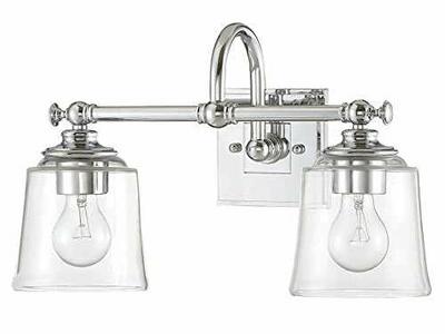 NEW PARK HARBOR ANTONIA CHROME 2 LIGHT CLEAR GLASS VANITY LIGHT (RETAIL: $234)