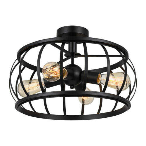 NEW 4 LIGHT BLACK FLUSHMOUNT CHANDELIER ( 3 AVAILABLE)