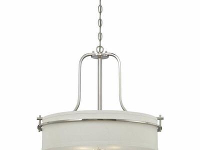 NEW POLISHED NICKEL 3 LIGHT BARREL CHANDELIER