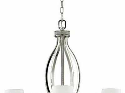 NEW MURRAY FEISS 5 LIGHT INLAY POLISHED NICKEL CHANDELIER (RETAIL; $583)