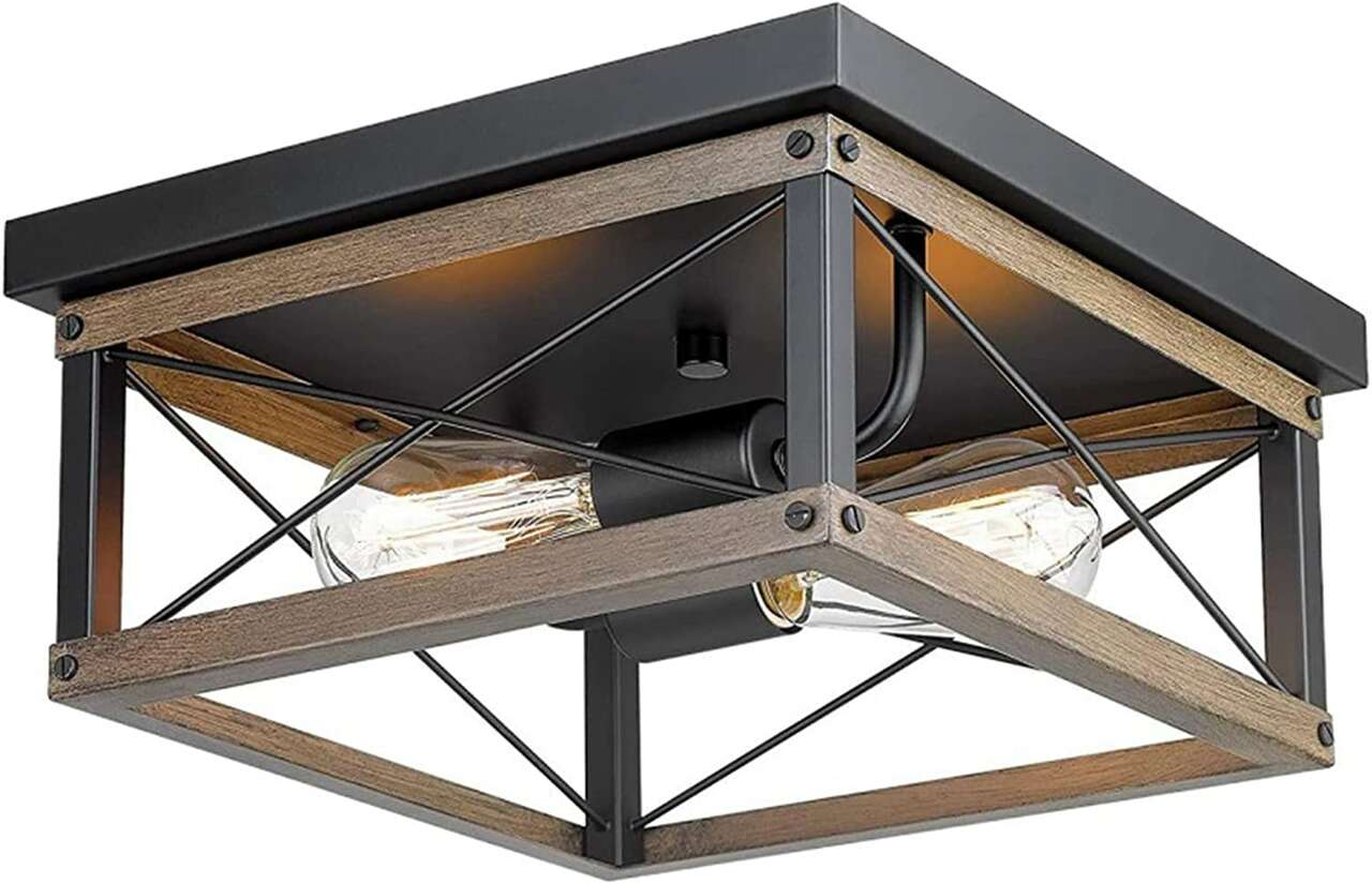 NEW 2 LIGHT SQUARE FLUSHMOUNT CHANDELIER
