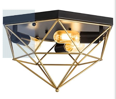 NEW 3 LIGHT BLACK AND GOLD FLUSHMOUNT CHANDELIER (2 AVAILABLE)