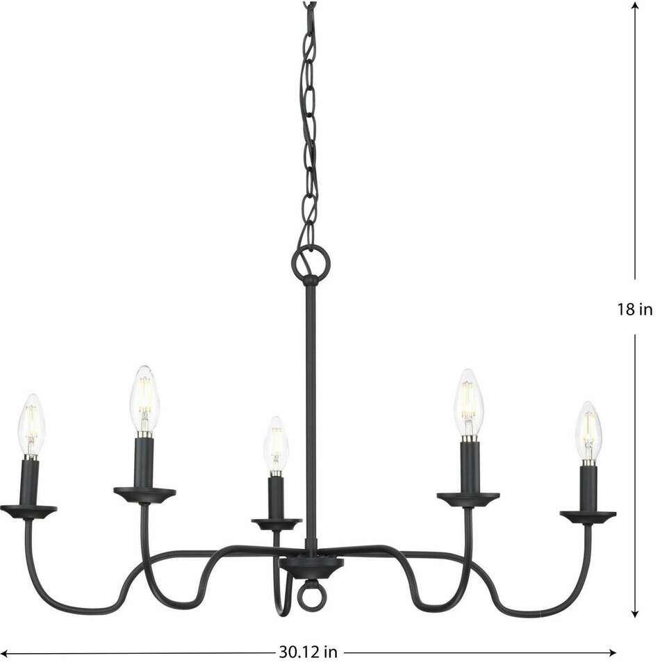 NEW CANEBRAKE 5 LIGHT BLACK CHANDELIER (RETAILS: $199.00)