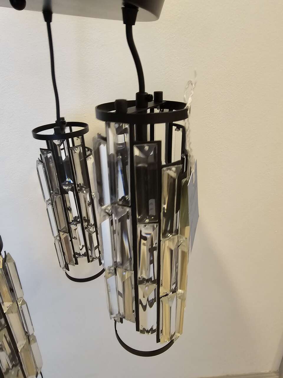 NEW BLACK CRYSTAL 3 LIGHT ADJUSTABLE CHANDELIER