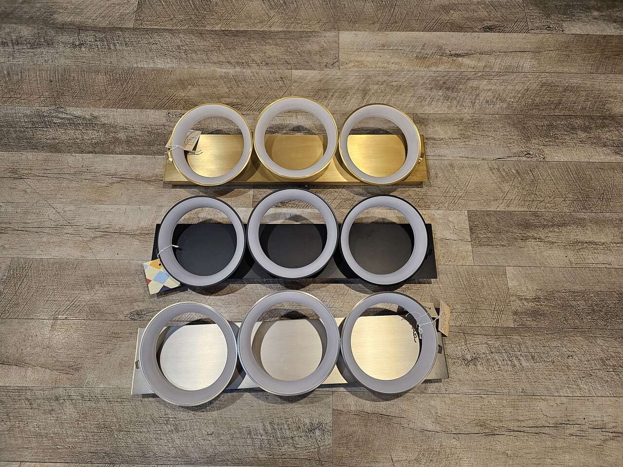 NEW KUZCO OROS LED 3 LIGHT VANITY LIGHT (AVAILABLE IN GOLD AND BRUSHED NICKEL)