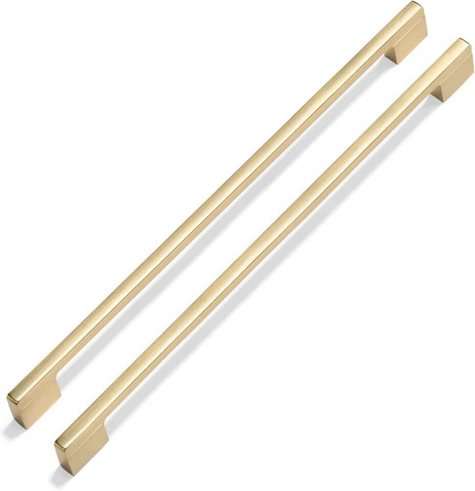 NEW SET OF 6 BRUSHED GOLD BRASS KITCHEN DRAWER PULLS HANDLES (RETAILS: $125.99)