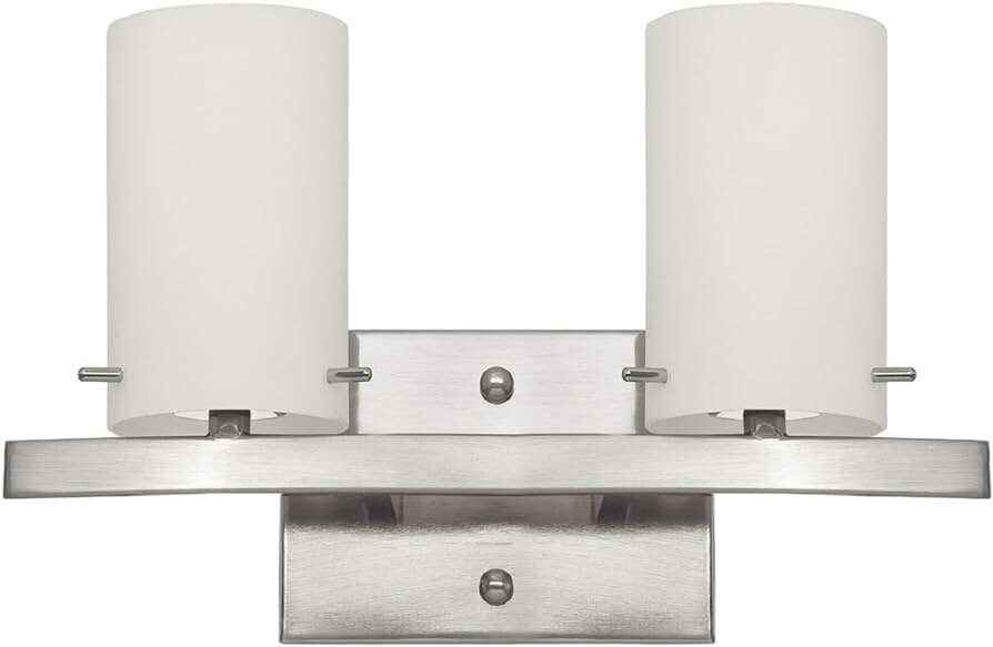 NEW BRUSHED NICKEL 2 LIGHT VANITY LIGHT (6 AVAILABLE)