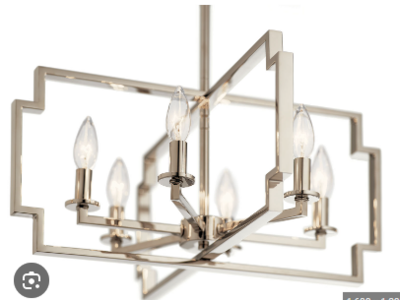 NEW KICHLER DOWNTOWN DECO 6 LIGHT POLISHED NICKEL CHANDELIER (RETAIL: $714.99)