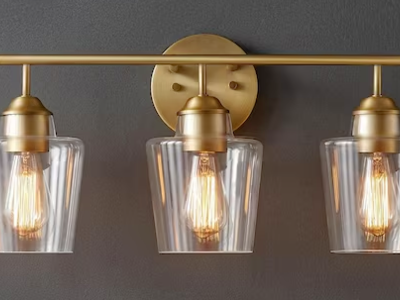 NEW 3 LIGHT BRUSHED GOLD VANITY LIGHT