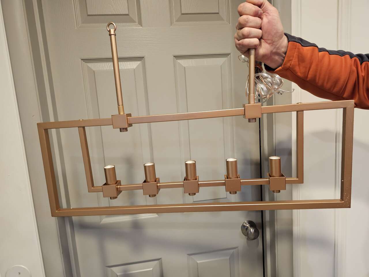 NEW 5 LIGHT BRUSHED GOLD ISLAND CHANDELIER