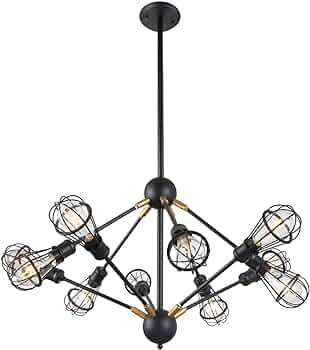 NEW VONN RANA BLACK AND GOLD 10 LIGHT CHANDELIER (5 AVAILABLE) - RETAILS; $300 EACH