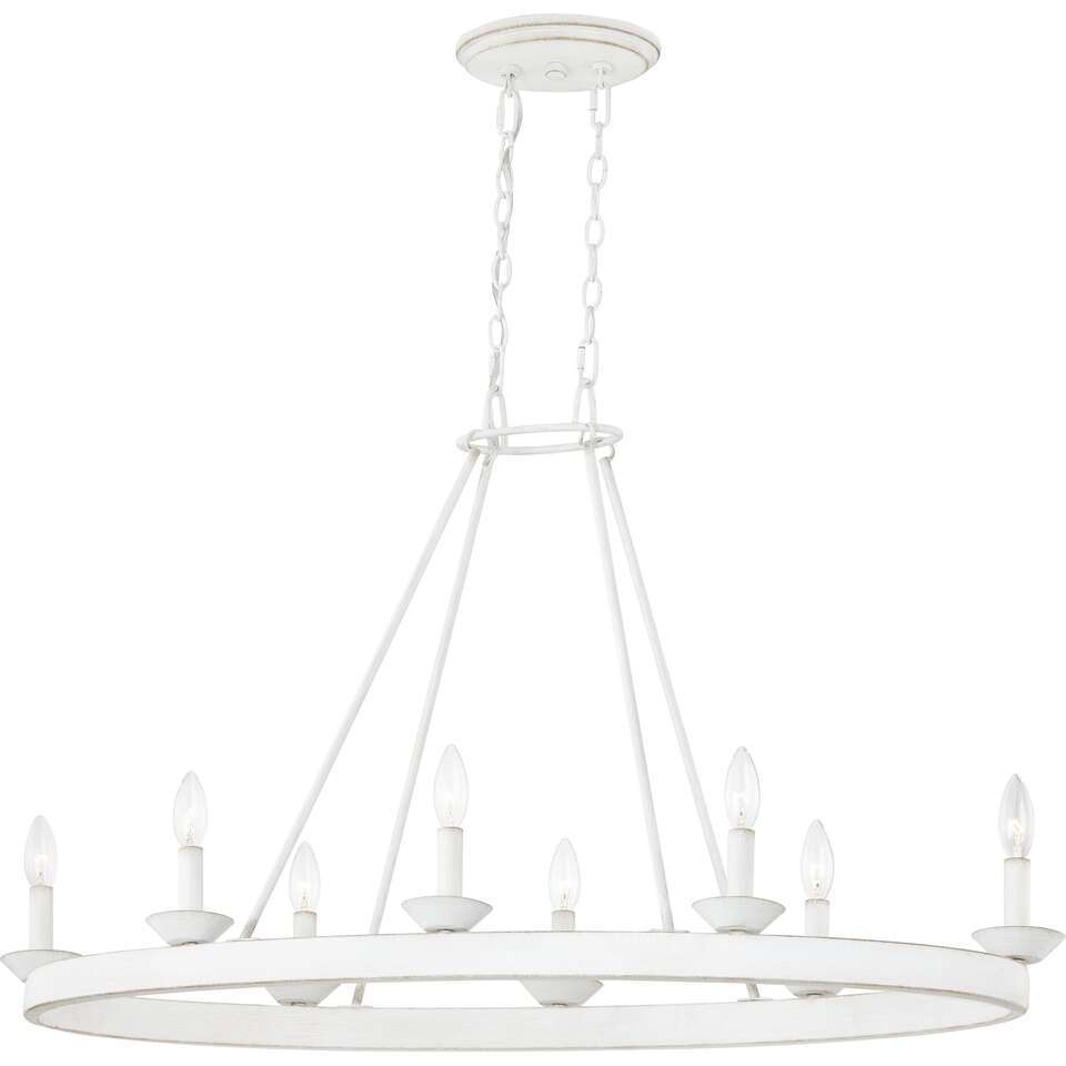 NEW 8 LIGHT ANTIQUE WHITE OVAL CHANDELIER