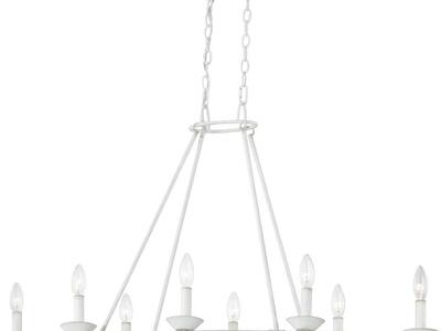 NEW 8 LIGHT ANTIQUE WHITE OVAL CHANDELIER
