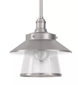 NEW BRUSHED NICKEL SEEDED GLAS PENDANT LIGHT