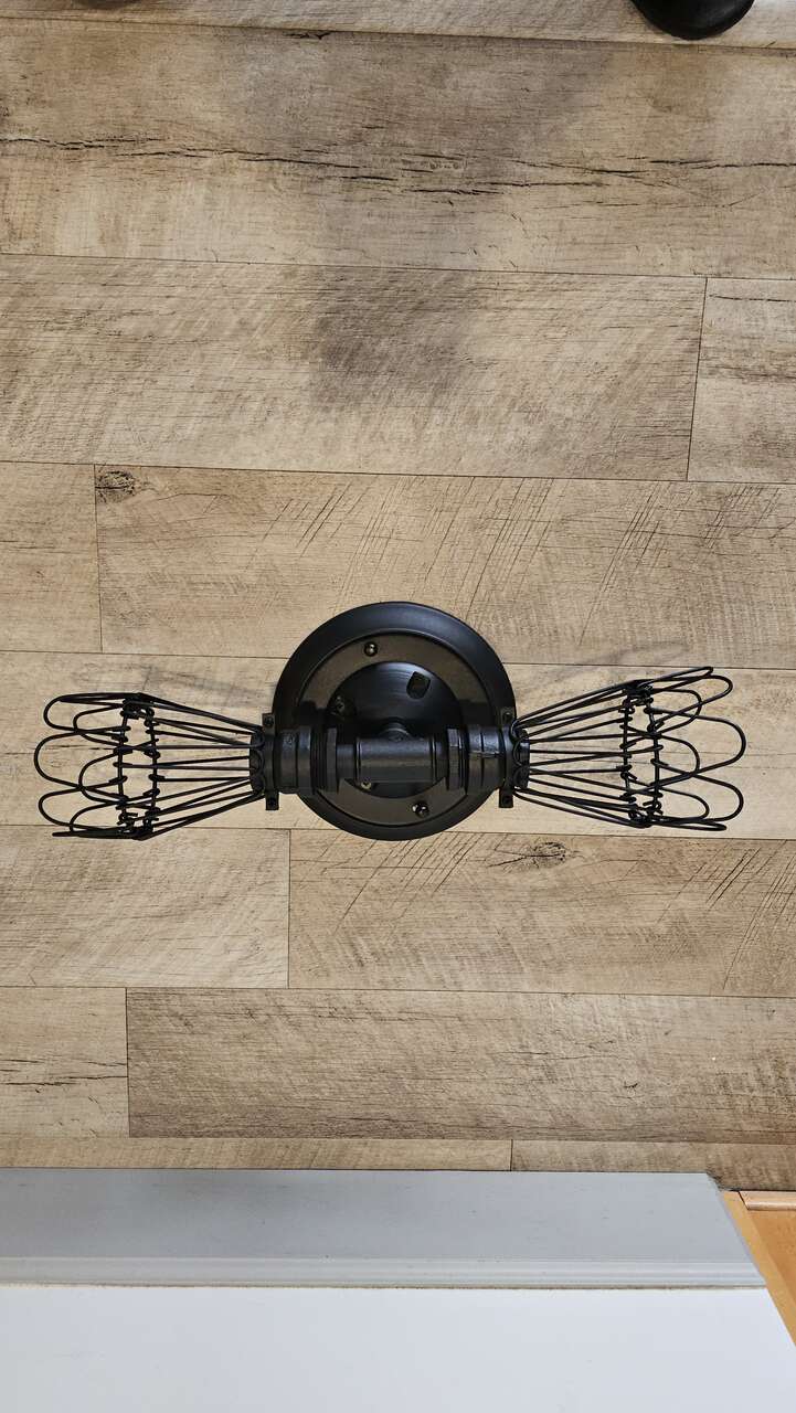NEW BLACK PIPE VANITY LIGHT / WALL SCONCE WITH CAGE ( 2 AVAILABLE)