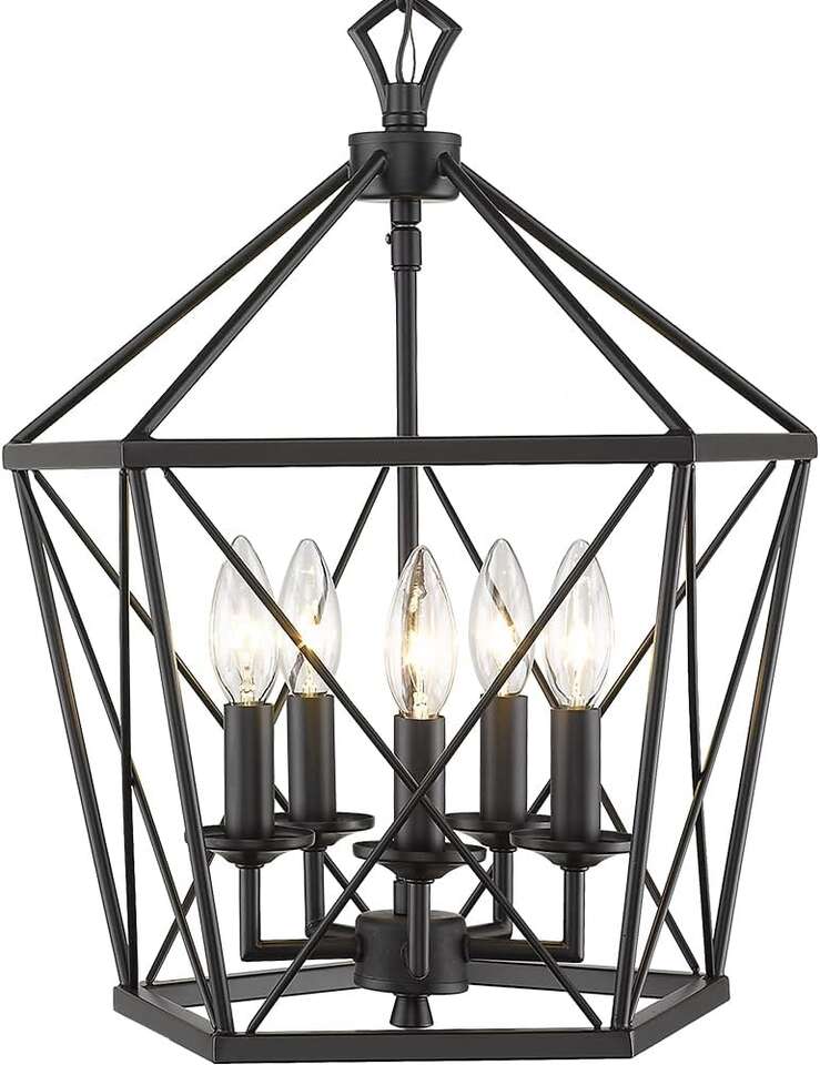 NEW BLACK 5 LIGHT CHANDELIER