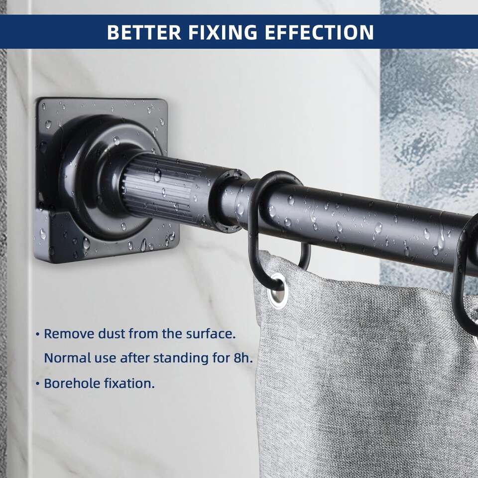 NEW BLACK ADJUSTABLE TENSION SHOWER CURTAIN ROD (15 AVAILABLE)