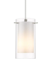 NEW BRUSHED NICKEL DOUBLE GLASS PENDANT LIGHT (2 AVAILABLE)