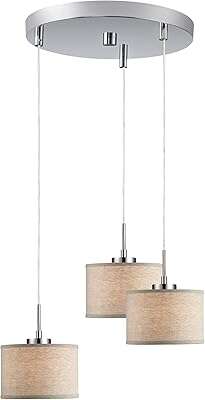 NEW BRUSHED NICKEL 3 LIGHT ADJUSTABLE BARREL CHANDELIER